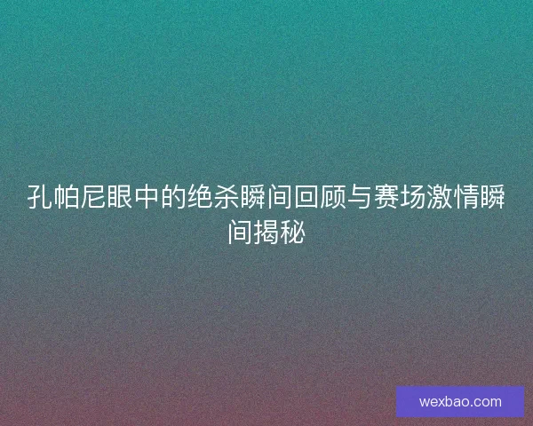 孔帕尼眼中的绝杀瞬间回顾与赛场激情瞬间揭秘