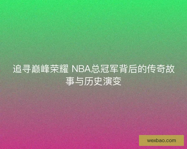 追寻巅峰荣耀 NBA总冠军背后的传奇故事与历史演变