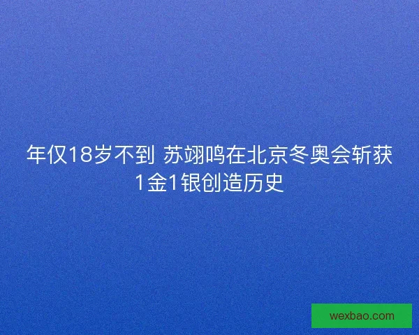 年仅18岁不到 苏翊鸣在北京冬奥会斩获1金1银创造历史